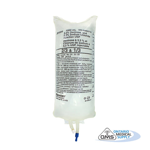 Solution, Dextrose and Electrolyte Injection, USP, 3.3% Dextrose and 0.3% Sodium Chloride Injection, USP (2/3 and 1/3), 1000mL