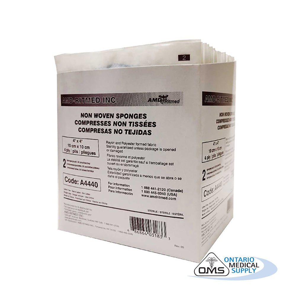 DRESSING GAUZE SPONGE 10X10CM NON WOVEN STERILE 2S