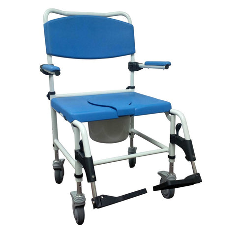 Commode Wheeled with Flip Back Arms Shower Bariatric