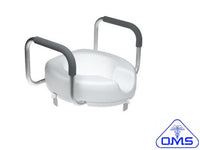 RAISED TOILET SEAT BLOW MOLDED 2.5IN WITH ARMS 0.5CM