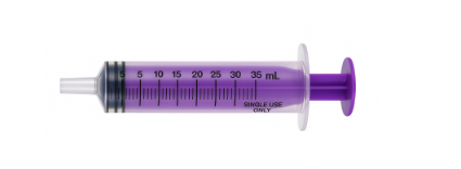 Syringe, Oral, Enteral Feeding Standard Tip, Sterile, 35ml, Purple